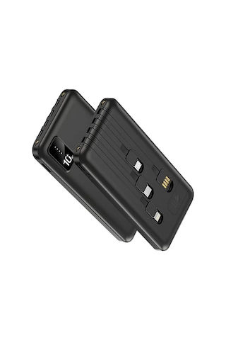 Powerway Tx109 10.000mah Kablolu Dijital Göstergeli Fenerli Powerbank Dahili Telefon Stand Micro - Type C - Lightning