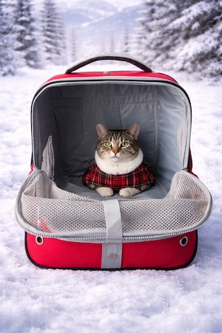 Fileli Nefes Alabilir Kedi Sırt Taşıma Çantası Kırmızı