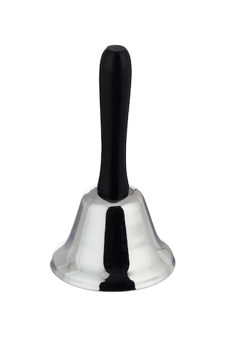 Yüksek Sesli Masa Ve El Zili, Ahşap Saplı Ofis Masası Çağrı Zili, Noel Dekorasyonu Veya Resepsiyon Zili, 12 Cm, Gümüş