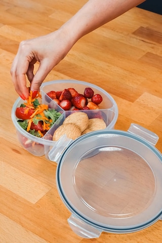 Fresh Box 3 Bölmeli Yuvarlak Saklama Kabı 1350 Ml Hava Geçirmez Sıvı Sızdırmaz Beslenme Kabı Plastik Diğer