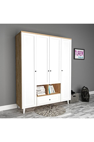 Angel 4 Kapılı Gardrop Mdf Sis Gri