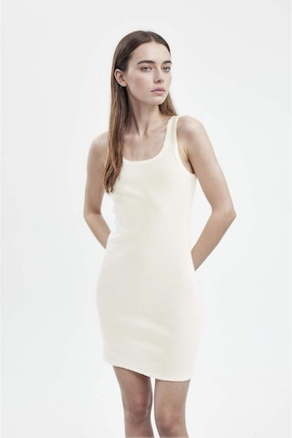 DeFacto A0732AX24SMWT32 Coool Bodycon Basic Fitilli Kaşkorse Kolsuz Mini Elbise - Beyaz