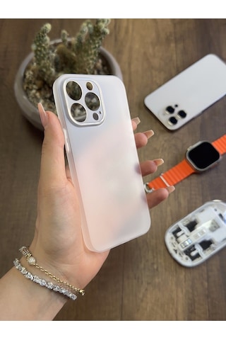 Apple iPhone 13 Pro Uyumlu Süper İnce Mat Ultra Thin Silikon Kılıf Buzlu Beyaz
