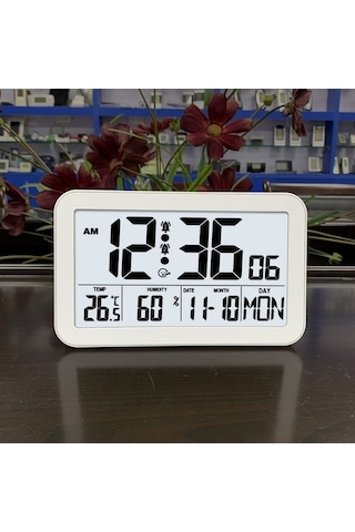 Artfulabode Yüksek Yatak Sıcaklık Saati Oturma Odası Lcd Ekran Dijital Antik Ahşap Duvar Saati Renkli