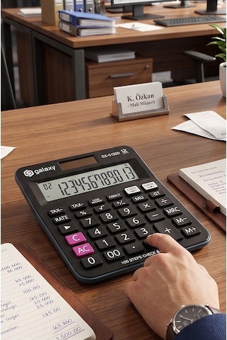 Hesap Makinesi Siyah 12x14.5 Cm 1 Adet Galaxy Gx-5120d 12 Haneli Orta Boy Ofis Büro Masaüstü Hesap Makinası