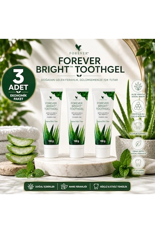 Forever Bright Toothgel Aloe Vera ve Propolis İçeren Diş Macunu (Florür İçermez) 3 x 130 g