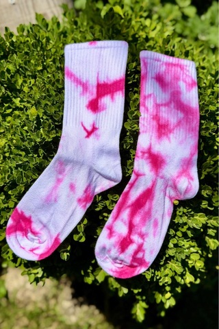 Lousocks Unisex Beyaz Batik Desenli Soket Spor Çorap