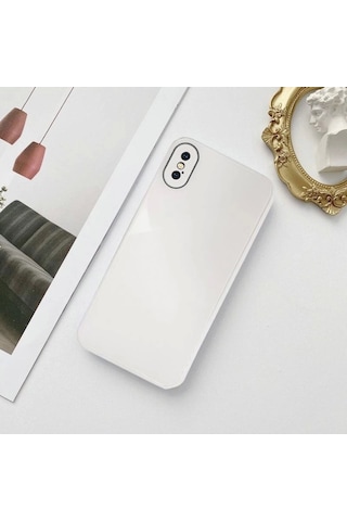 Apple Uyumlu iPhone X Parlak Cam Kamera Korumalı Telefon Kılıfı
