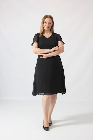 Moda Berray Siyah Şifon Elbise Siyah