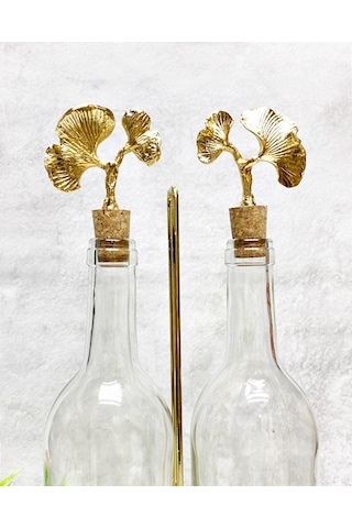 Şeffaf Yağlık Akıtmaz Ginko Model Mantar Tıpalı 750ml Yağdanlık V