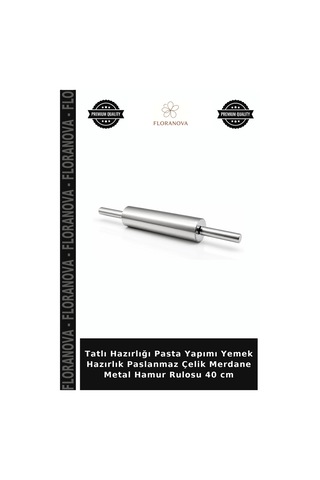 Tatlı Hazırlığı Pasta Yapımı Yemek Hazırlık Paslanmaz Çelik Merdane Metal Hamur Rulosu 40 Cm Çok Renkli