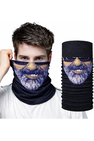 Sakallı Yüz Desenli Baf Buff - Çok Amaçlı Boyunluk Maske 1 No