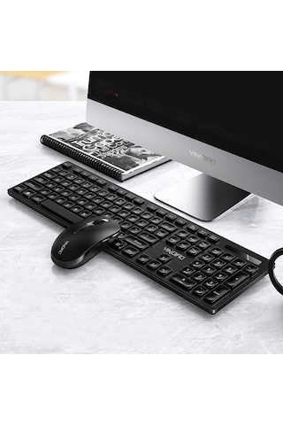 Yındıao V3 Max İş Ofisi Sessiz Kablosuz Klavyeli Fare Seti Siyah