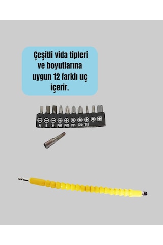 12 Li Akrobat Bits Vidalama Seti Esnek Uç Çok Yönlü Kullanım