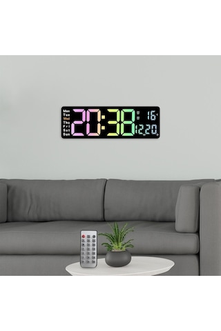 Didadodo Suntek Dijital Duvar Saati Sıcaklık Ve Tarih Hafta, Saatölçer Siyah