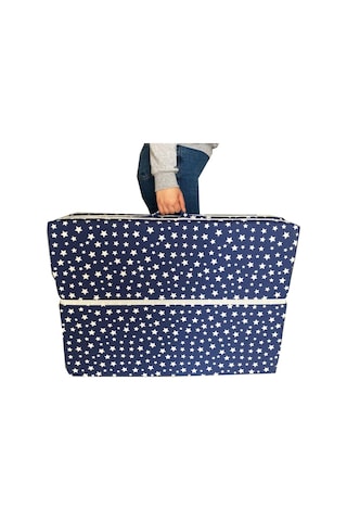 Tek Kişilik Katlanır Yer Yatağı Sünger Yatak Lacivert Yıldız 80x180 Cm-6 Cm