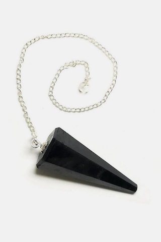 Doğal Şungit Taşı Pandül Sarkaç Shungite 218-6 Gümüş