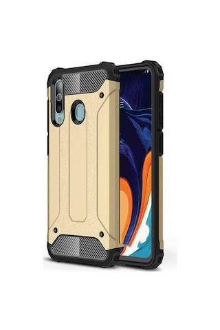 Ekılıf - Samsung Galaxy A20s Uyumlu Kılıf Çift Katman Zırh Tank Crash Military Kapak - Siyah