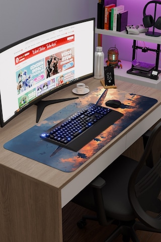 Airplane Uçak Kaymaz Dikişli Kauçuk Oyuncu Mousepad V5 - 90x40 Xxl Gaming Mouse Pad Fare Altlığı