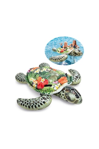 Kaplumbağa Desenli Binici 191x170 Cm, Şişme Deniz Havuz Yatağı Yeşil