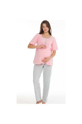 Parlingerie Hamile Lohusa Pijama Takımı Pembe-gri