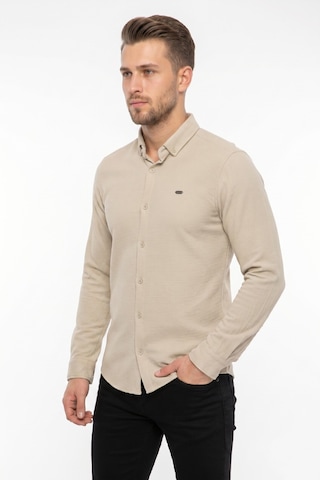 Foterman Erkek Spor Slim Fitt Uzun Kol Gömlek Bgl-st05440 Taş