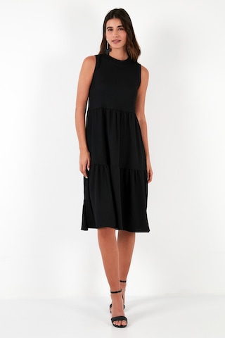 Lela Regular Fit Kolsuz Midi Bayan Elbise 5869008 Siyah