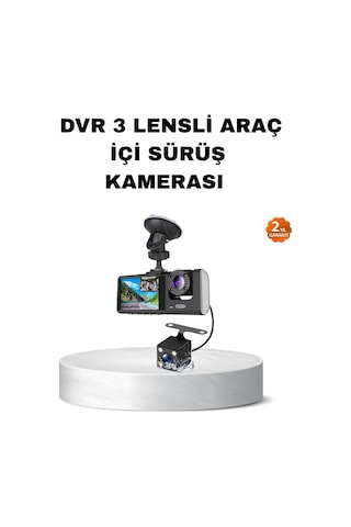 Üç Kameralı Araç İçi Kayıt Sistemi Full Hd Gece Görüşlü G-sensör Destekli
