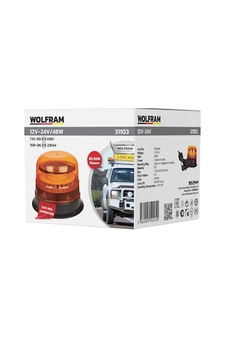 Wolfram Ledli Döner Lamba Mıknatıslı Ve Vatuzlu 12/24volt 48watt
