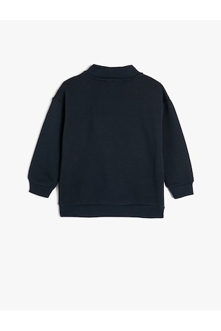 Koton Sweatshirt Dik Yaka Yarım Fermuarlı Uzun Kollu Lacivert 5wkb10401tk Lacivert