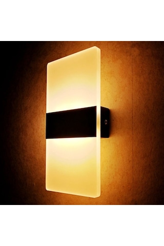 Neevoyu Led Duvar Lambası 6w Sıcak Işık 3000k - Modern İç Mekan Dekorasyonu, Koridor, Yatak Odası, Salon İçin Siyah Kutulu Dik Açı Tasarım 29x11cm Diğer