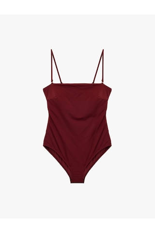 Koton Straight Fit Çıkarılabilir Askı Detaylı Straplez Mayo Bordo 6sak20007mm