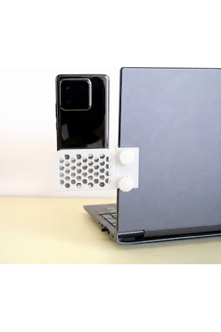 Vaveni 3d Baskı Monitor Telefon Tutucu - Petek Desenli Laptop Kenar Telefon Tutucu-beyaz Arz