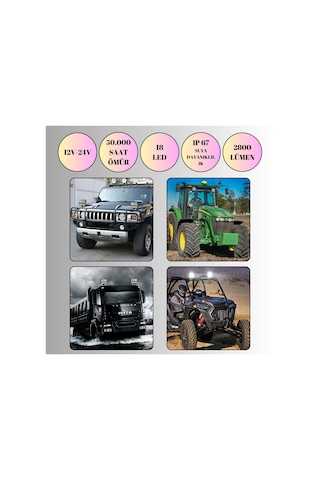 Off Road 3 İnç Led Çalışma Lambası 12-24v Traktör Tır Kamyon Atv Yüksek Performanslı Sis Farı Metal Kasa