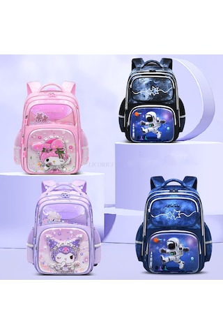Happychildhood İlköğretim Okulu Okul Çantası Kadın Kuromi Üç Dört Çocuk Kız Kız Hafif Omurga Siyah Büyük Boy