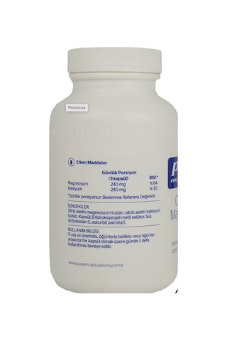 Pure Encapsulations Calcium Magnesium (Citrate) 90 Kapsül