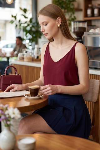 Armonika Kadın Bordo Keten Görünümlü Askılı Bluz Arm-24y001064
