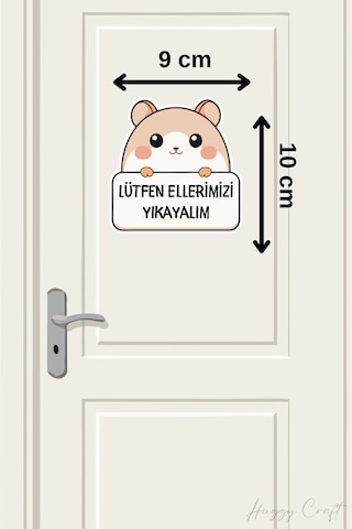 Sevimli Tavşan Sticker Lütfen Ellerimizi Yıkayalım Etiketi Standart