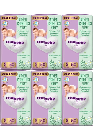 Canbebe Bebek Bezi Beden:5 11-18kg Junior 480 Adet Mega Ekstra 5 Numara