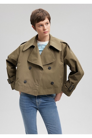 Mavi - Kahverengi Kısa Trençkot 1110376-71592 Kahverengi