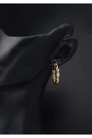 Bilezikci Burgulu Halka Altın Küpe 14 Ayar Sarı Altın