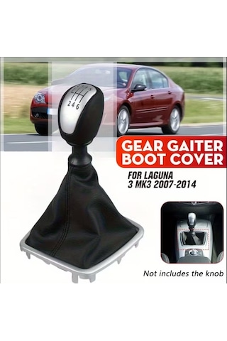 Laguna Mk3 2007-2015 İçin Araba Vites Topuzu Kılıfı Suni Deri Siyah