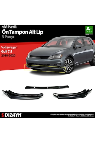 Volkswagen Golf 7,5 Abs Plastik Ön Tampon Alt Lip 3 Prç. 2018-20