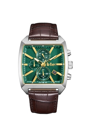 Lee Cooper Lc08180.372 Kare Kadran Deri Kordon Metal Kasa 5 Atm Suya Dayanıklı Kahverengi Renk Erkek Kol Saati Metalik