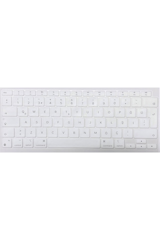 Arabulalaca Apple Uyumlu MacBook Air 13 İnç 2020 A2337 M1 Işlemcili Türkçe Q Silikon Klavye Koruyucu Beyaz