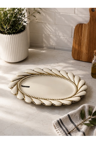 Royking Oval Sunum Tabağı - Gold-7237 Çok Renkli