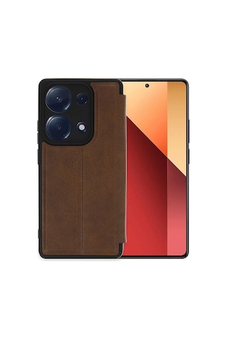 Newface - 230 - Xiaomi Redmi Note 13 Pro 4g Kılıf Flip Cover - Csmo-tex - - Taba