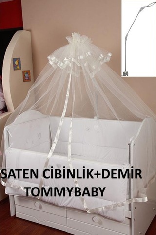 Calvinbaby Tommybaby Saten Lüx Bebek Beşik Cibinlik & Demir Tam Takım