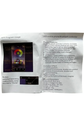 DoraLed 6A 5-24V 504442222 Bluetooth Cep Telefonundan RGB Şerit Led Kontrol Modülü