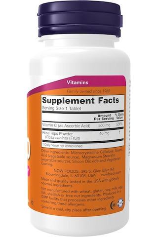 Now Foods Vitamin C-500 With Rose Hips Antioxidant Protection 100 Tablet